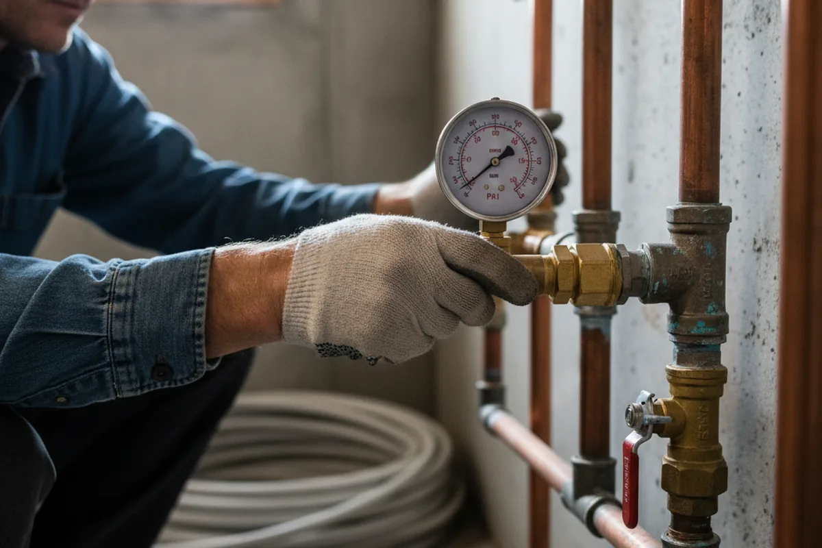 Pressure testing a repaired line during Water Line Repair in Sheboygan